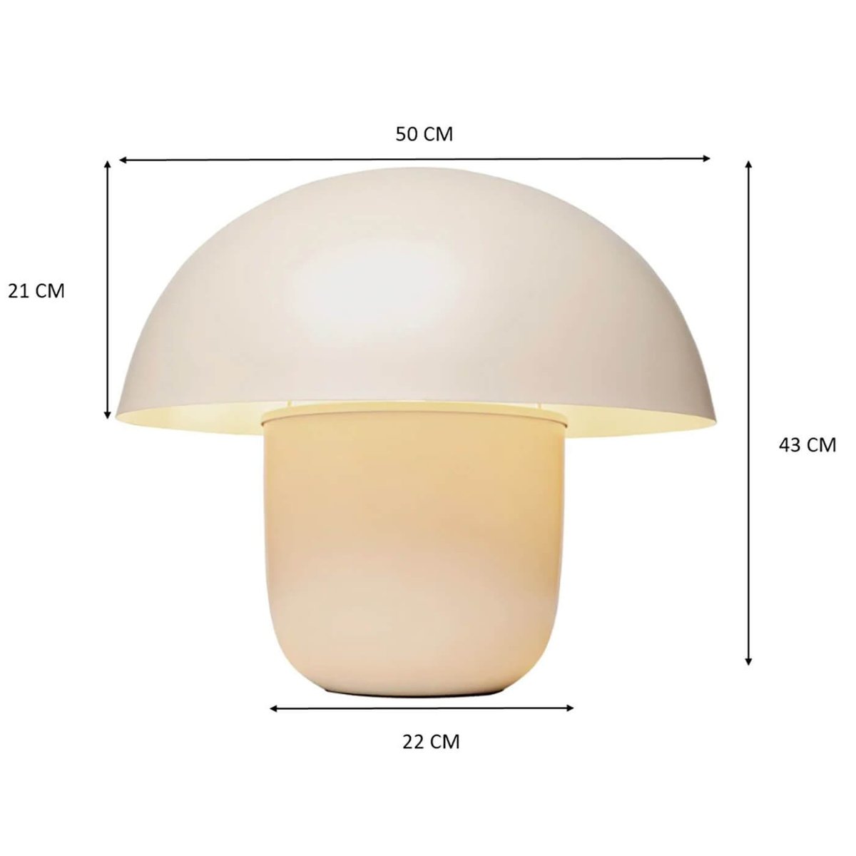 Lampe champignon en acier beige – lampe de table design décorative