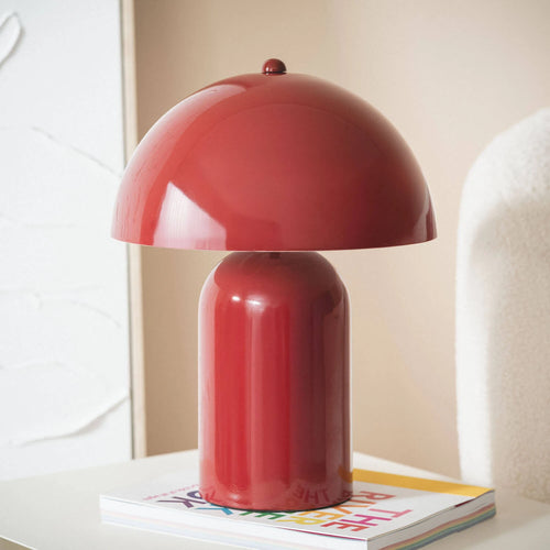 Lampe champignon en métal rouge – lampe de table design décorative