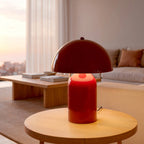 Lampe champignon en métal rouge – lampe de table design décorative