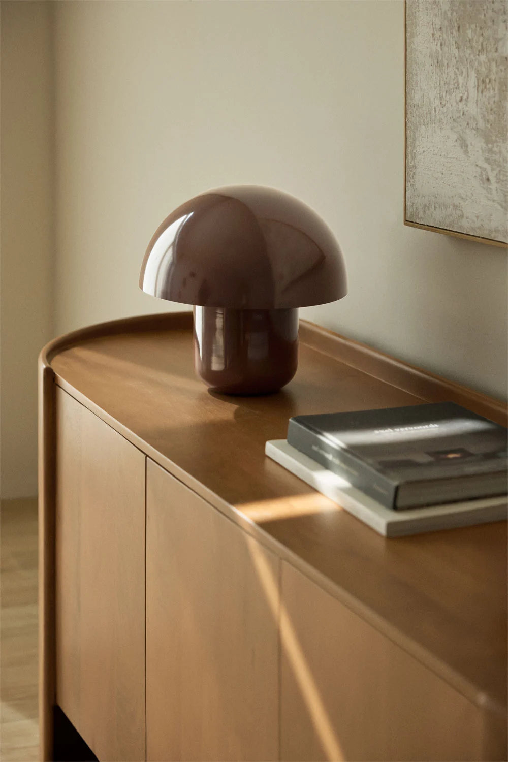 Lampe champignon en métal brun café – lampe de table design décorative