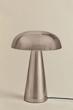 Lampe champignon en métal gris chromé – lampe de table design moderne
