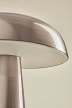 Lampe champignon en métal gris chromé – lampe de table design moderne