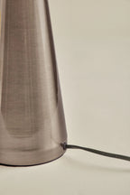 Lampe champignon en métal gris chromé – lampe de table design moderne