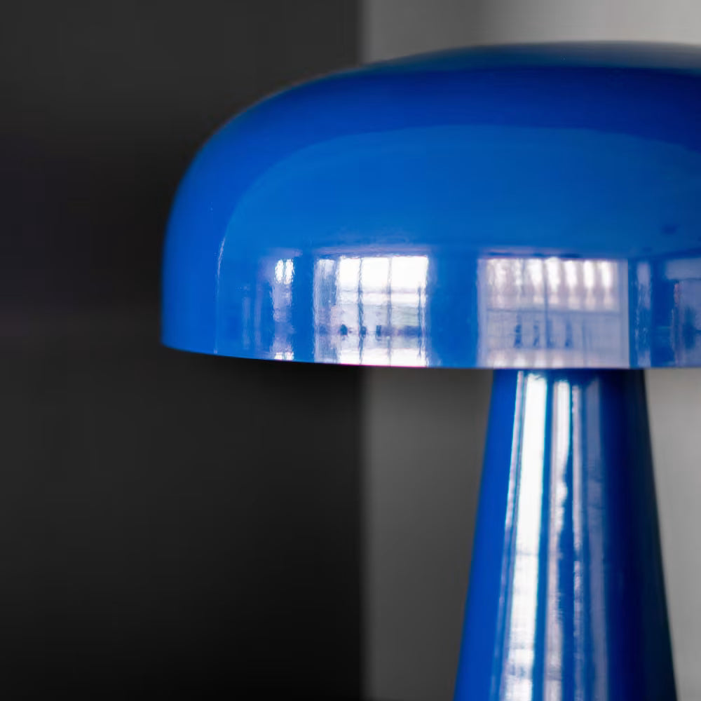 Lampe champignon en métal bleu foncé – lampe de table design décorative