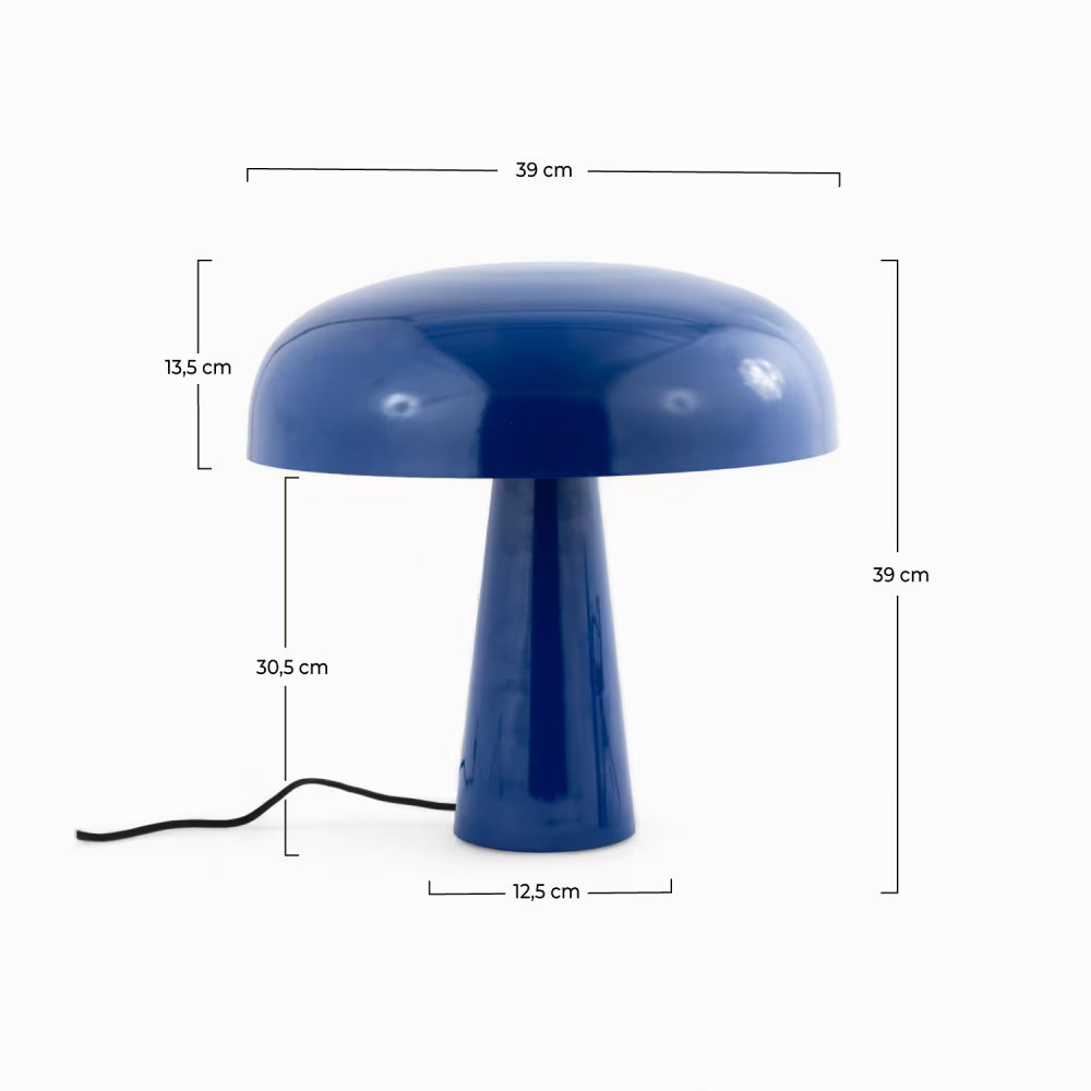 Lampe champignon en métal bleu foncé – lampe de table design décorative